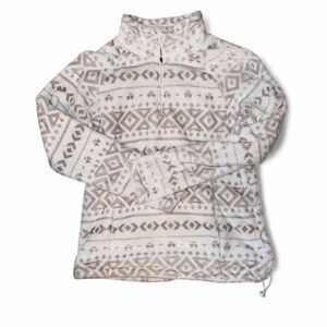 Eddie Bauer Cream and Brown Fleece Pullover